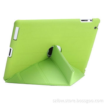 Leather Case for iPad with Stand Holder, Green Color